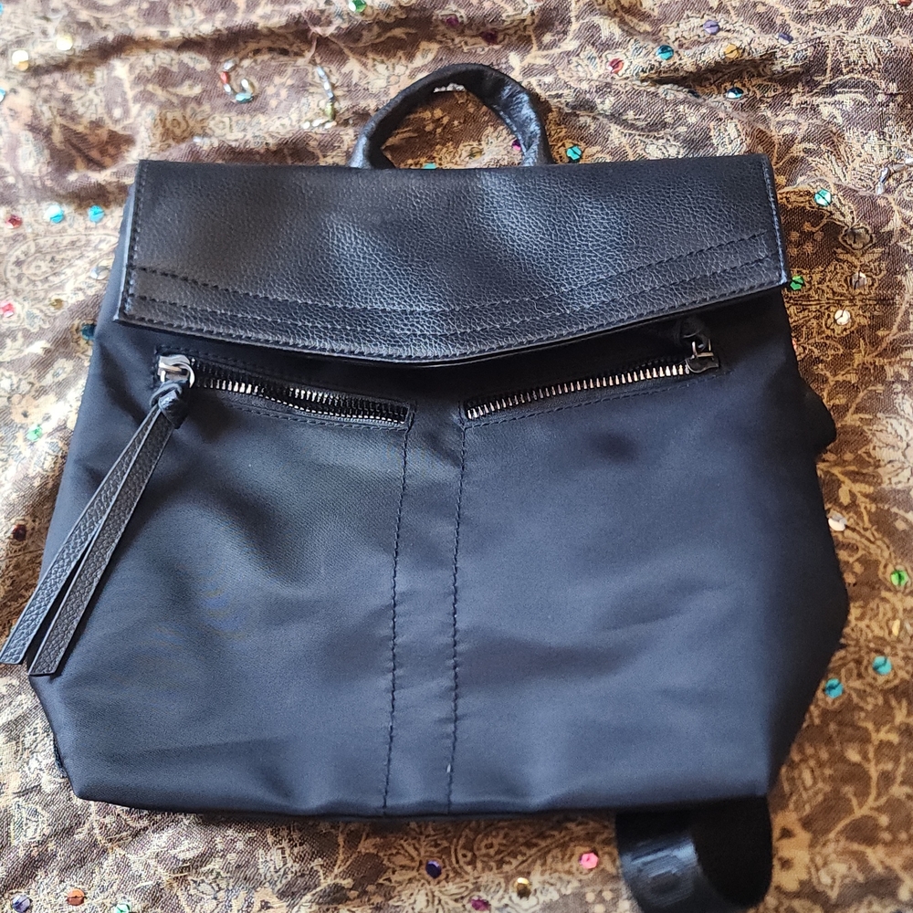 Botkier Black Leather And Nylon Backpack